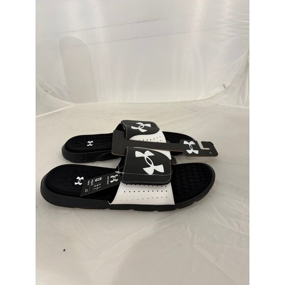 Under Armour UA M ignite pro slides black white mens shoes size 13 3026023 003 main image 6